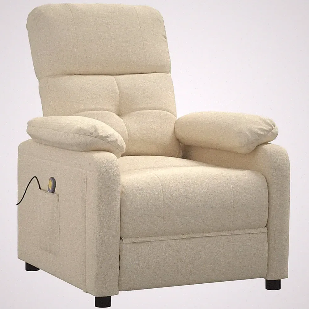 vidaXL Fabric Massage Recliner Chair, in Cream Color, Farmhouse Styled Relaxatio