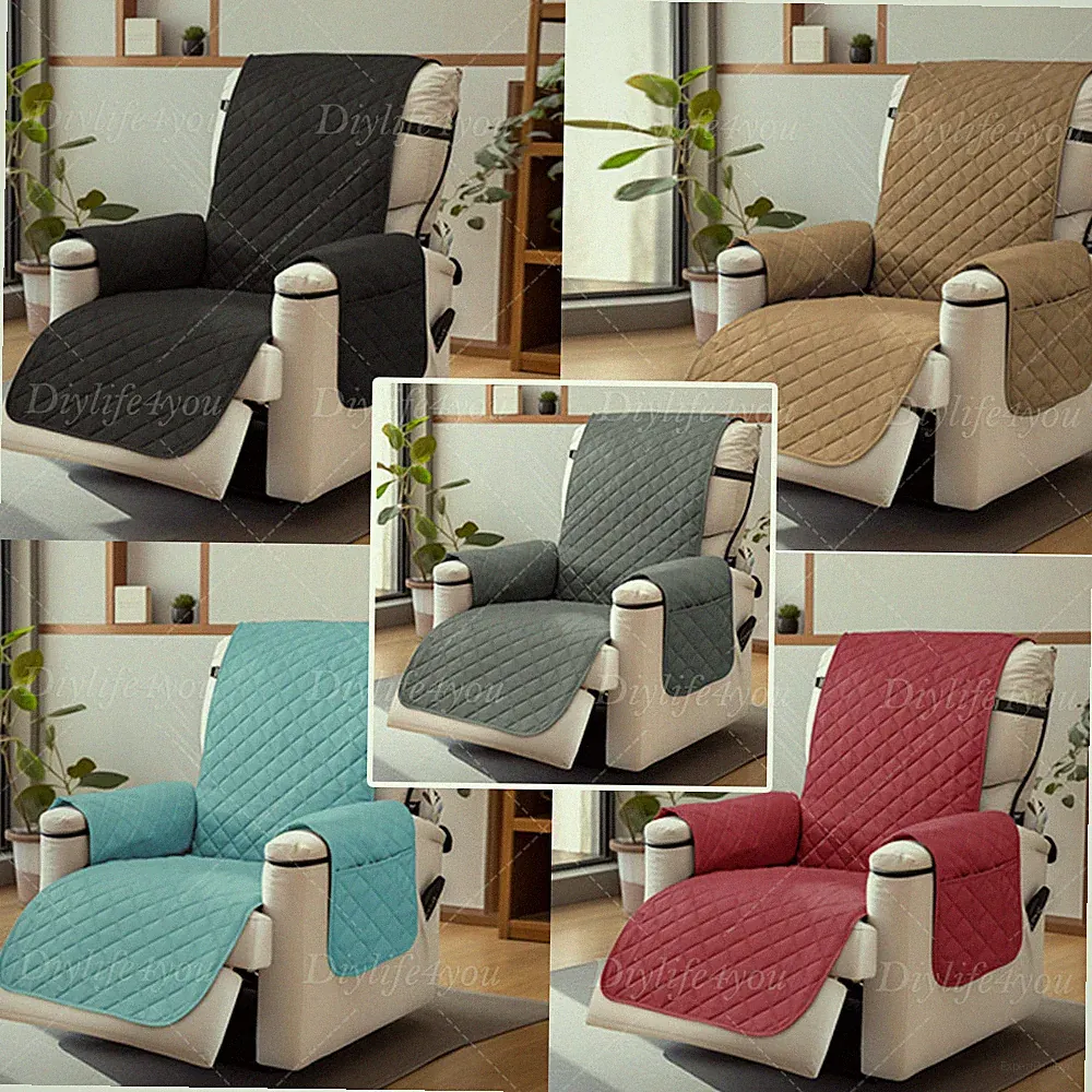 Waterproof Recliner Chair Sofa Covers with Pocket Reversible Slipcover Protector