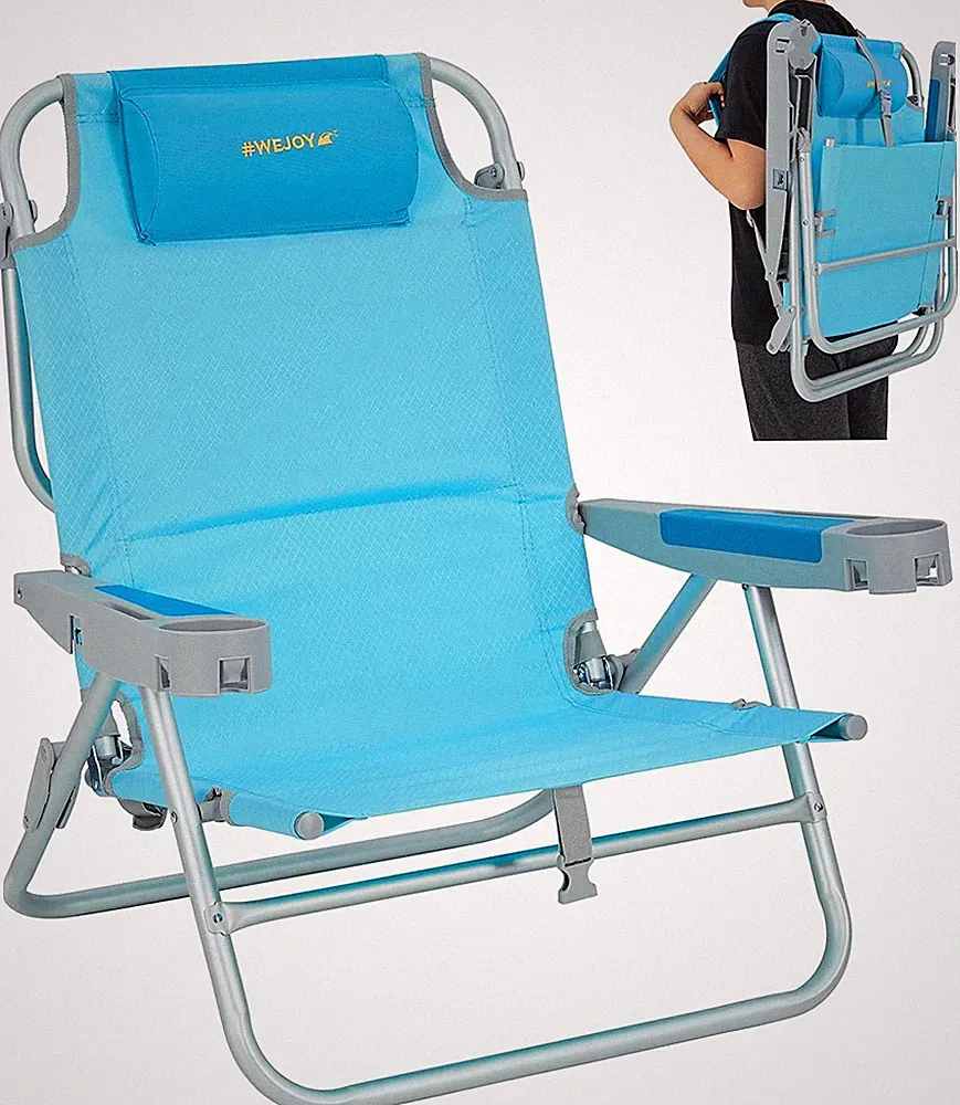 #WEJOY Oversized Backpack Beach Chair, 5 Adjustable Folding Reclining Beach Chai
