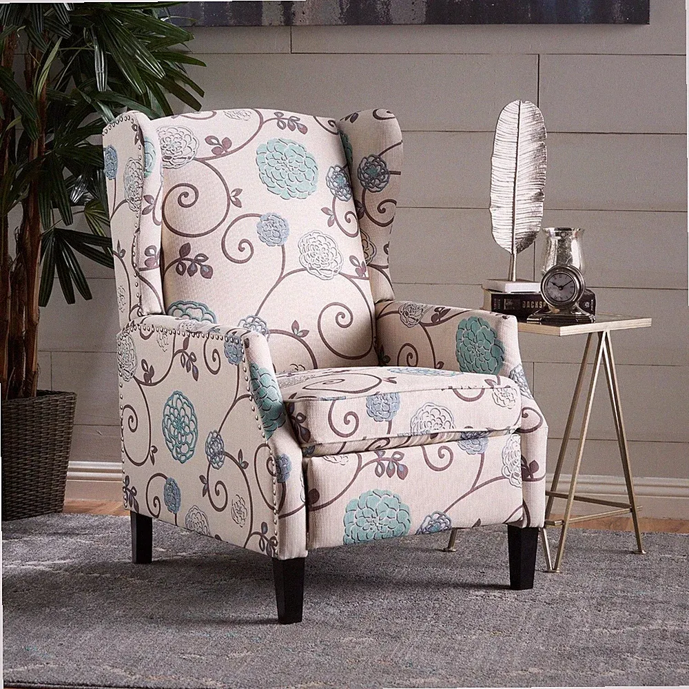 Westeros Traditional Wingback Fabric Recliner Chair