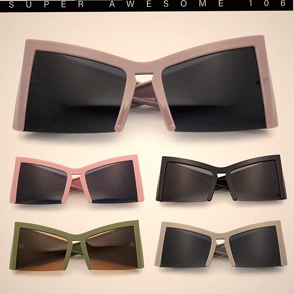 Womens Oversized Triangular 80s Vibe Thick Temple XL Cat Eye Sunglasses