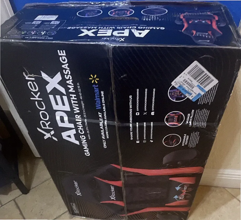 X Rocker APEX Gaming Chair Black Red Massage Lumbar Pillow Ergonomic Footrest