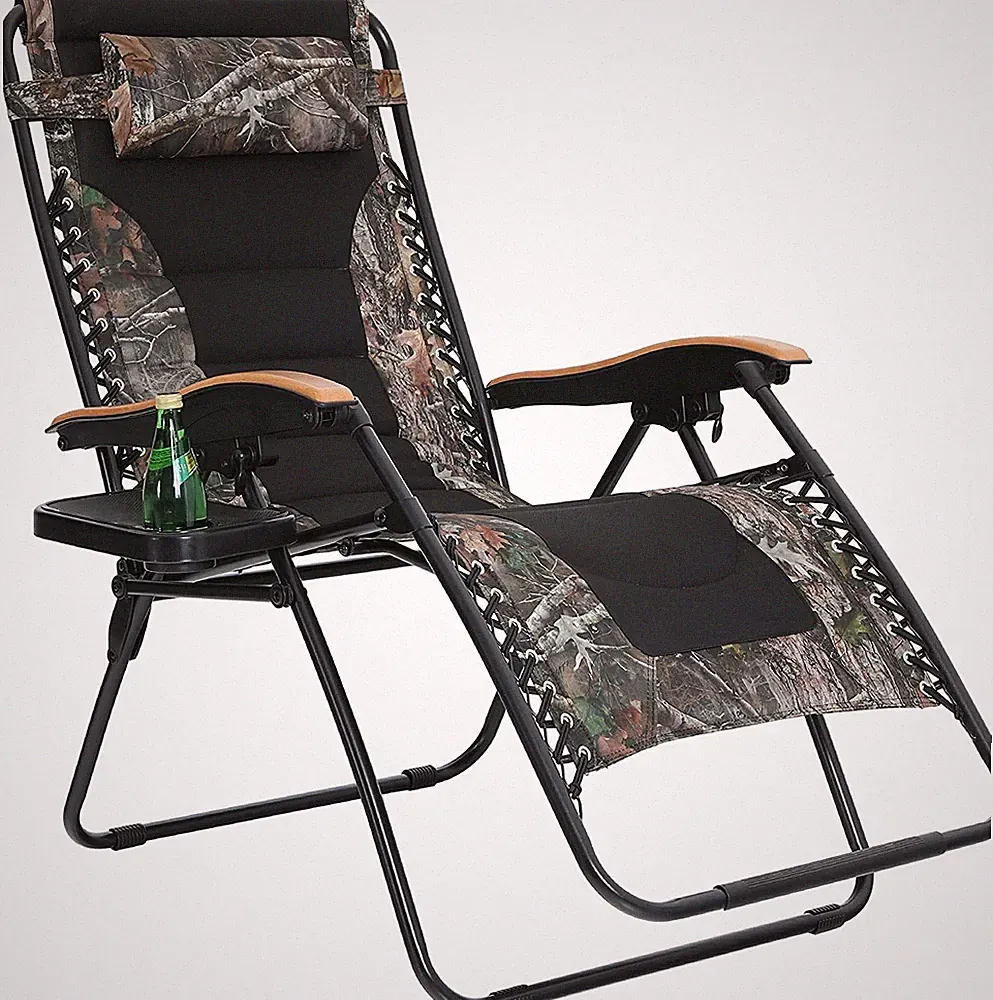 XL Folding Patio Chair Zero Gravity Lounge Chair Adjustable Patio Recliner Chair