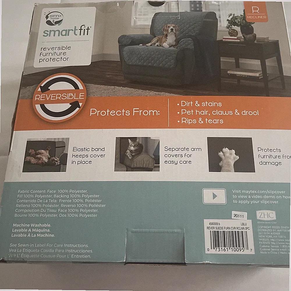 Zenna Home Smart Fit Reversible Furniture Protector Recliner/Armchair 3 Piece